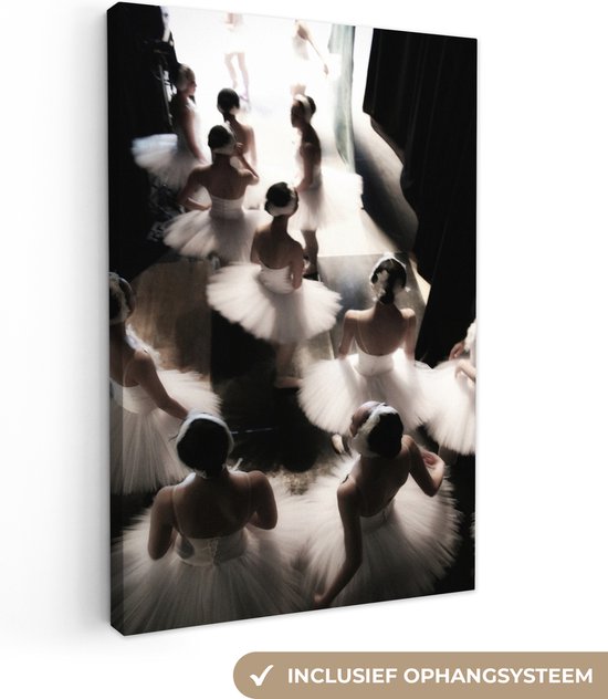 Canvas - Canvas schilderij - Ballerina's - Vrouwen - Wit - Wanddecoratie - 120x180 cm - Muurdoek - Canvasdoek