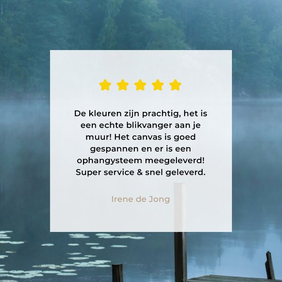 Peinture sur toile - Nature - Lac - Forêt - Brouillard - Photo sur toile - 120x180 cm - Canvasdoek - Décoration murale salon