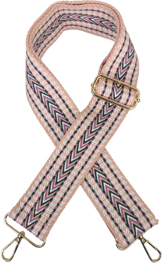 Qischa® Bag strap - Tassenriem - Schouderband - Schouderriem - Tassen Riem - Tas Hengsel - Verstelbare Riem - roze, paars - gouden hardware