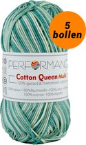 5 pelotes de fil à crocheter coton vert multi (9030) - Fil multi Cotton Queen
