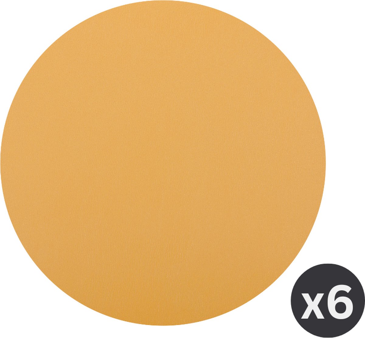 ZICZAC - Placemat TOGO - SET/6 - Rond - Dubbelzijdig - Kunstleer - Dia 38 cm, camel