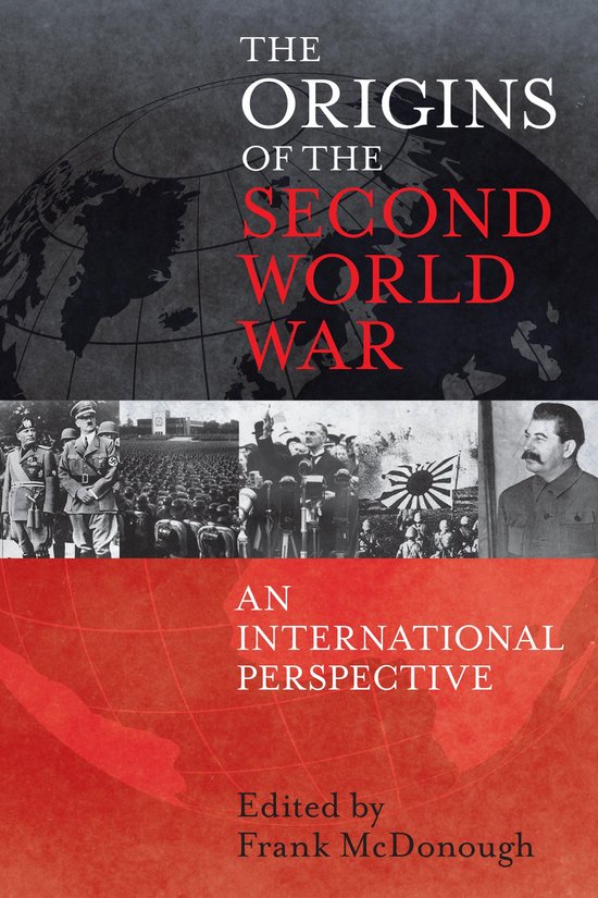 Boekomslag 'The Origins of the Second World War', met beelden van Hitler, militaire bijeenkomsten en Stalin.