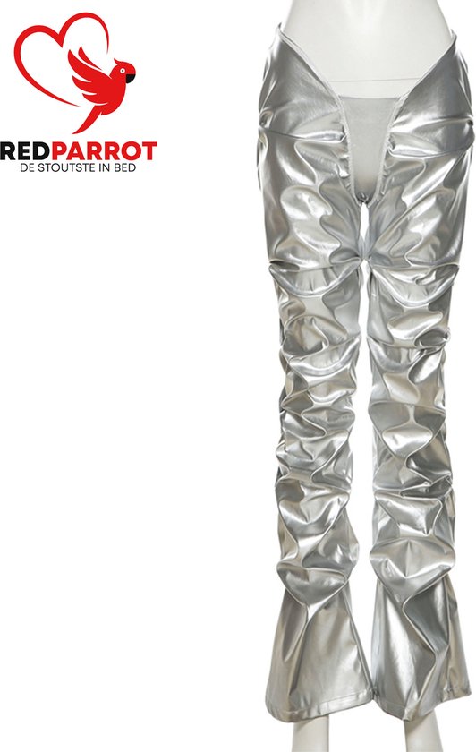 Zilveren Erotische broek van prachtig Design | Glanzende sexy vrouwen broek zilver| Erotisch | Rollenspel | Festival | Hoge kwaliteit | Oversized