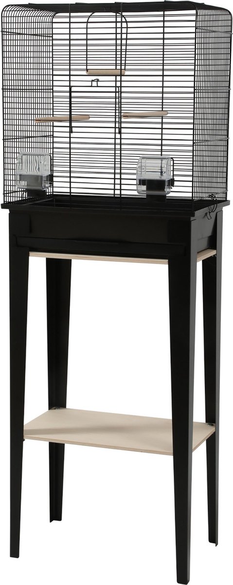 Zolux vogelkooi chic loft met meubel zwart (124X445X28 CM)