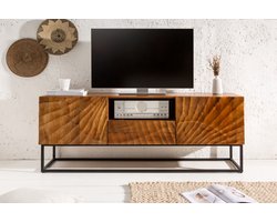 Massief tv-meubel SCORPION 160 cm mangohout uitgebreid 3D-snijwerk