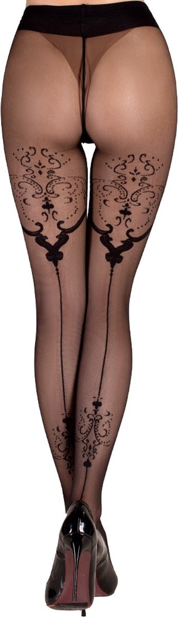 Goedkoopste Ballerina - Fantasy Tights Ornamental Tattoo - Panty (20 denier) - Zwart - maat L/XL
