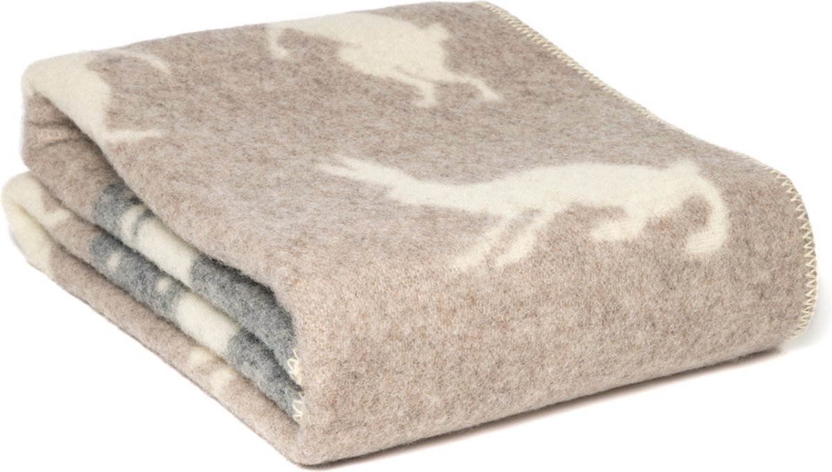 WOOOL Wollen Deken - SNOW (Grijs Bruin) - 130x180cm - Omkeerbaar Grijs Bruin (SNOW)