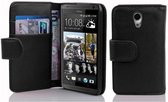 Cadorabo Hoesje geschikt voor HTC Desire 700 in ZWARTE OXIDE - Beschermhoes van getextureerd kunstleder en kaartvakje Book Case Cover Etui