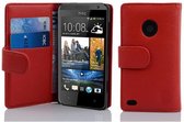 Cadorabo Hoesje voor HTC Desire 300 in INFERNO ROOD - Beschermhoes van getextureerd kunstleder en kaartvakje Book Case Cover Etui