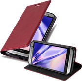 Cadorabo Hoesje geschikt voor HTC ONE M8 in APPEL ROOD - Beschermhoes met magnetische sluiting, standfunctie en kaartvakje Book Case Cover Etui