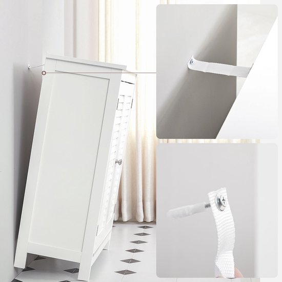 GOPLUS Bijzetkast, staande kast van hout, hoge kast, badkamerkast, kledingkast, dressoir, woonkamerkast, keukencommode, gangkast, kleurkeuze ( wit