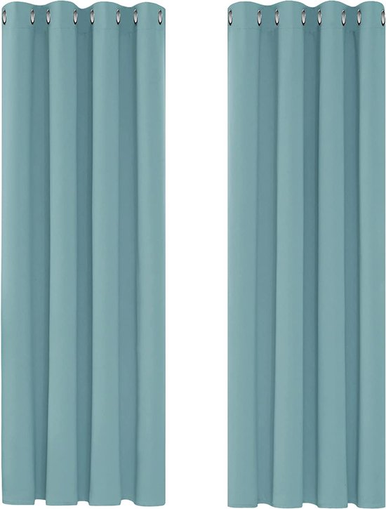 Deconovo 100% Verduisterende Gordijnen - Woonkamer Gordijnen met Plooienband - Thermische Gordijnen Tegen Hitte, 140×245 CM, Grijs, 2 Panelen