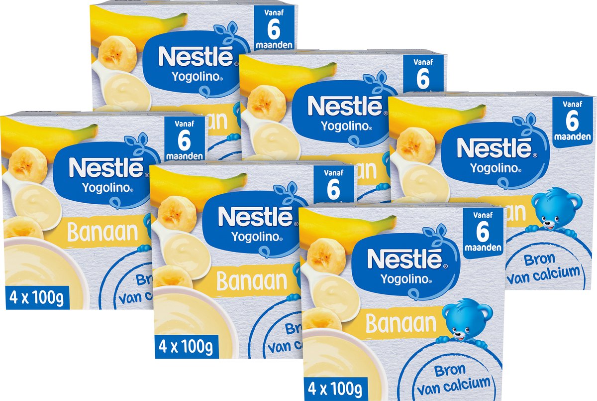 Goedkoopste Nestlé Yogolino Banaan - Babytoetje Tussendoortjes 6m - 6 doosjes x 4 toetjes