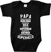 Pap Je bent mijn favoriete Superheld - Maat 80 - Romper zwart
