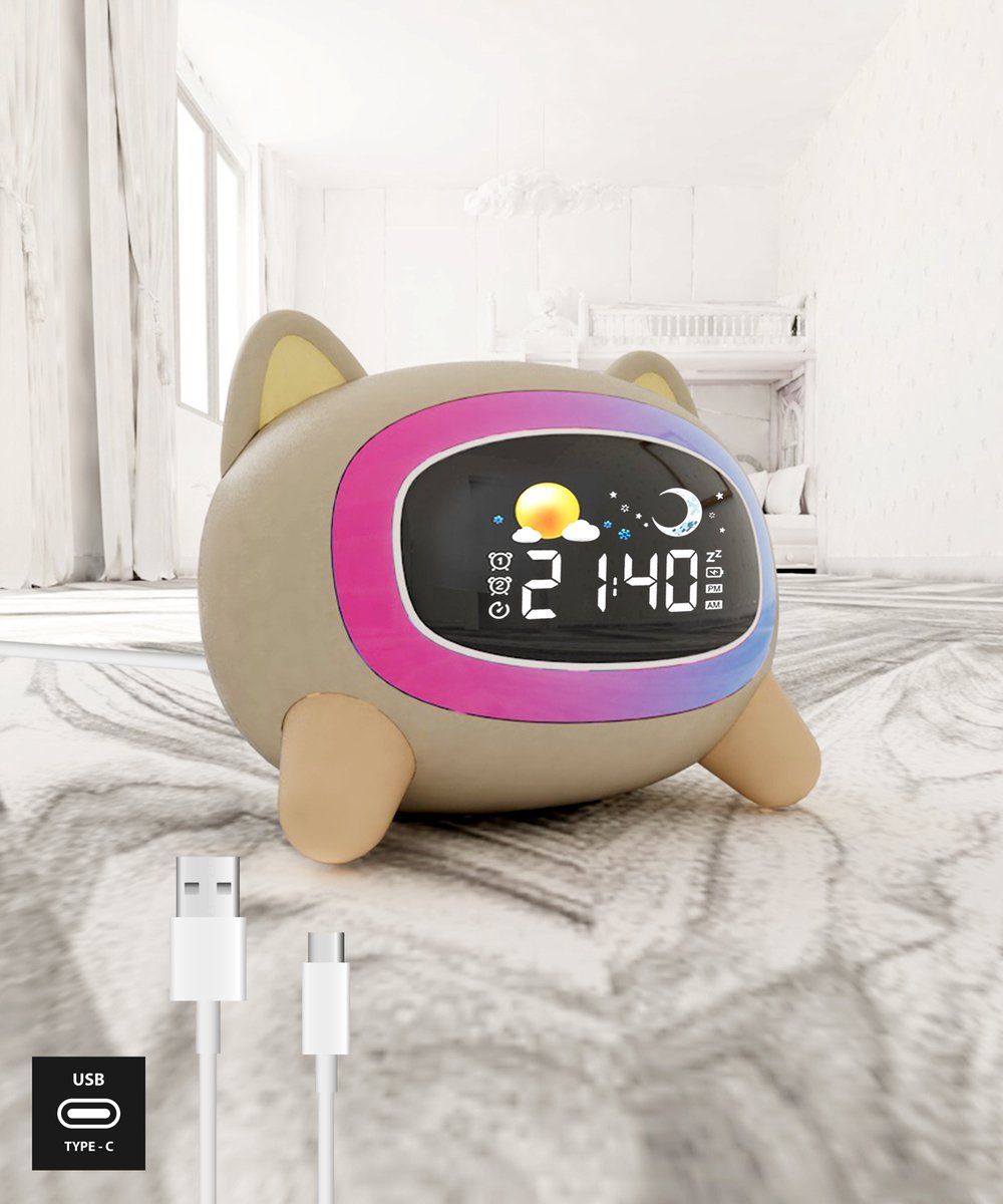 Slaaptrainer Puppy – Nachtlampje kinderen - White noise - Kinderwekker bedraad - Slaapgeluiden - Incl. Adapter en USB kabel