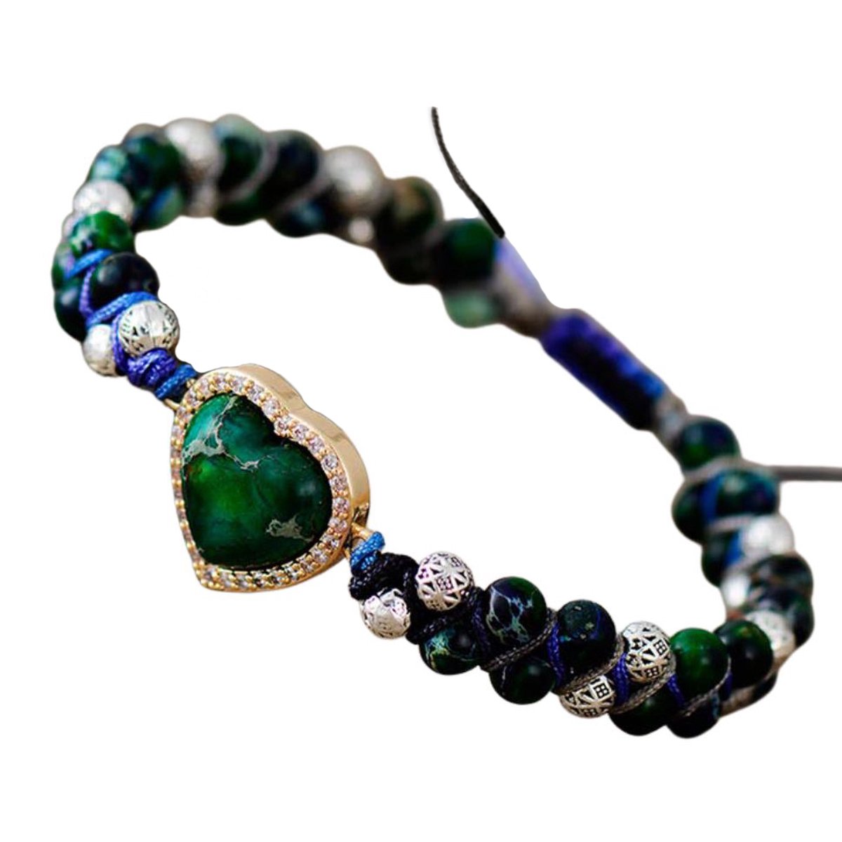 Marama - verstelbare armband Heart Green - edelsteen jaspis - vegan - damesarmband