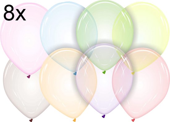 Soap gekleurde transparante ballonnen, assorti, 8 stuks, 32 cm
