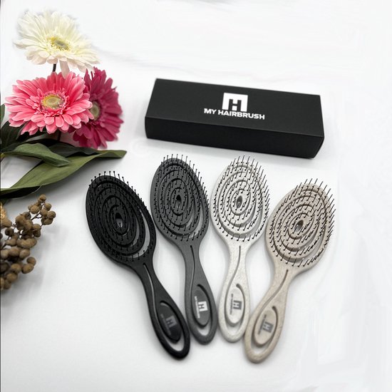Brosse à cheveux MyHairbrush - Peignage indolore - Brosse anti-nœuds - Climat neutre - Soins - Brosse de Massage - Beige