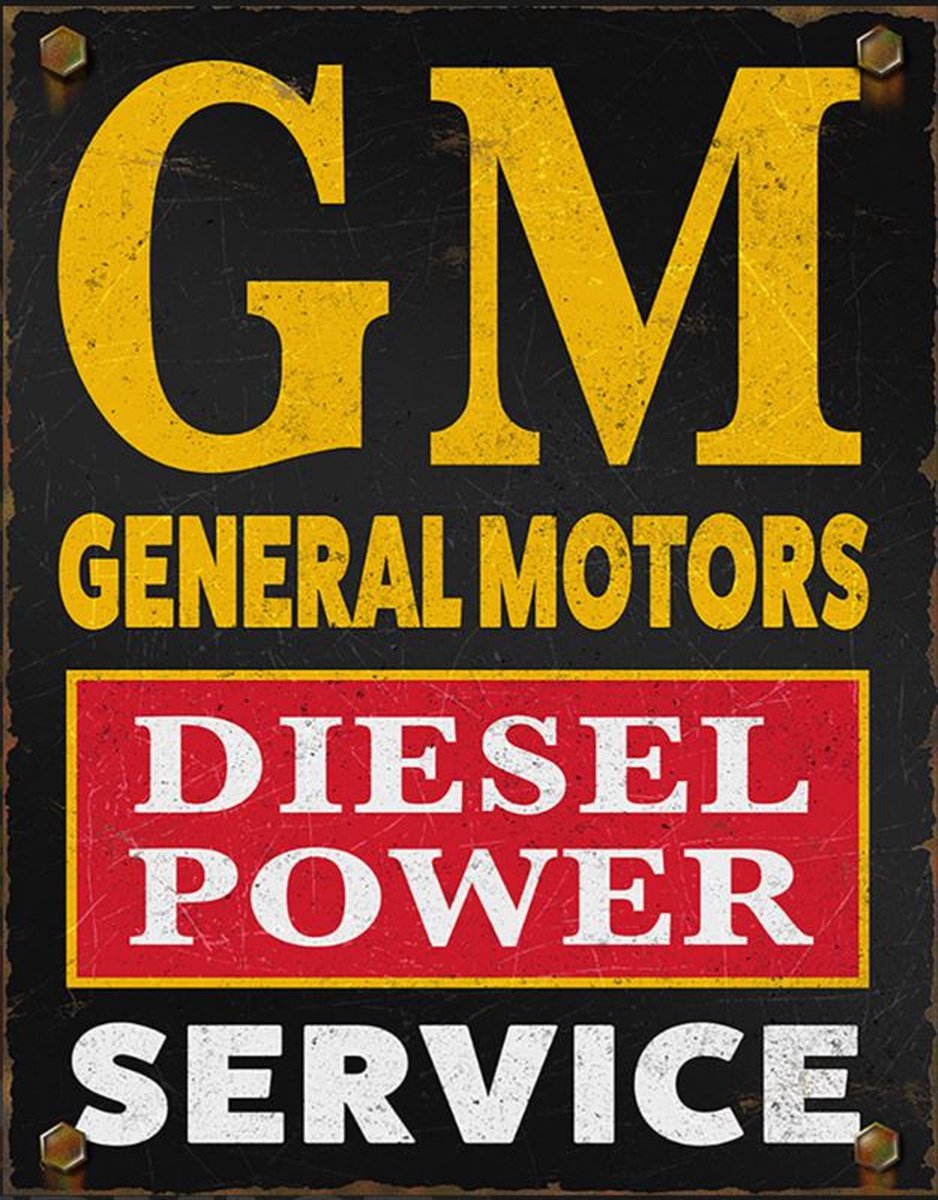 GM Diesel Power. Metalen wandbord 31,5 x 40,5 cm.