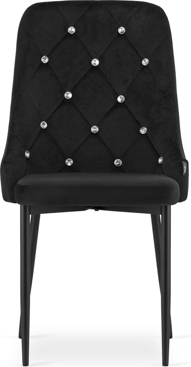 AMORE Velvet eetkamerstoel set van 4 eettafel stoelen zwart bol