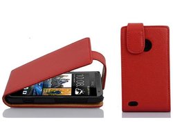 Cadorabo Hoesje geschikt voor HTC Desire 300 in INFERNO ROOD - Beschermhoes in flip-design Case Cover van getextureerd imitatieleer