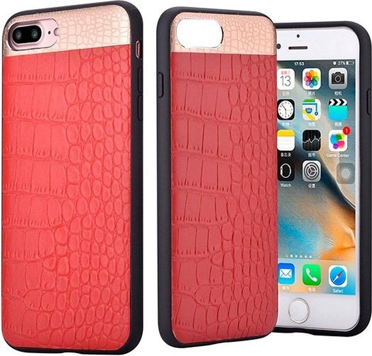 Comma iPhone 7 Plus/8 Plus Croco Leather Hoesje Rood