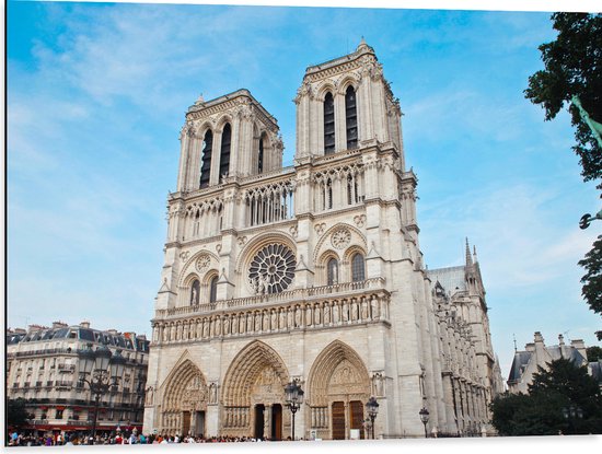 WallClassics - Dibond - Notre-Dame Kathedraal - Parijs - 80x60 cm Foto op Aluminium (Met Ophangsysteem)