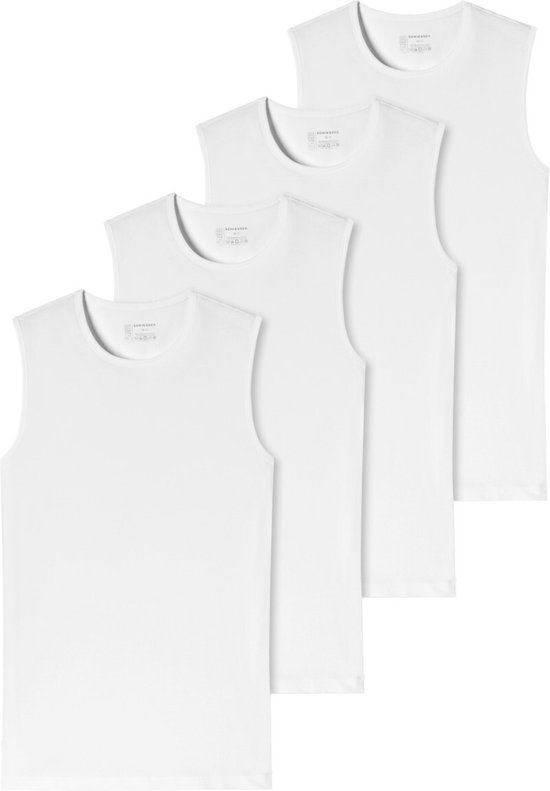 Schiesser Tank Top / Onderhemd met ronde hals 4er-Pack - 95/5 - Organic Cotton