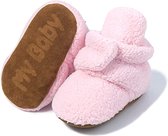Babyslofjes - warme slofjes voor je baby - 0-6 maanden (11 cm) - schoenmaat 17-18 roze