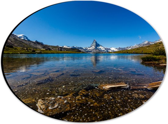 Dibond Ovaal - Prachtig Landschap in Zwitserland - 28x21 cm Foto op Ovaal (Met Ophangsysteem)