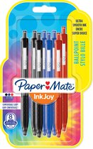 Paper Mate InkJoy 300RT-balpennen met drukknop | Medium punt (1,0 mm) | zwart, blauw en rood | 8 stuks