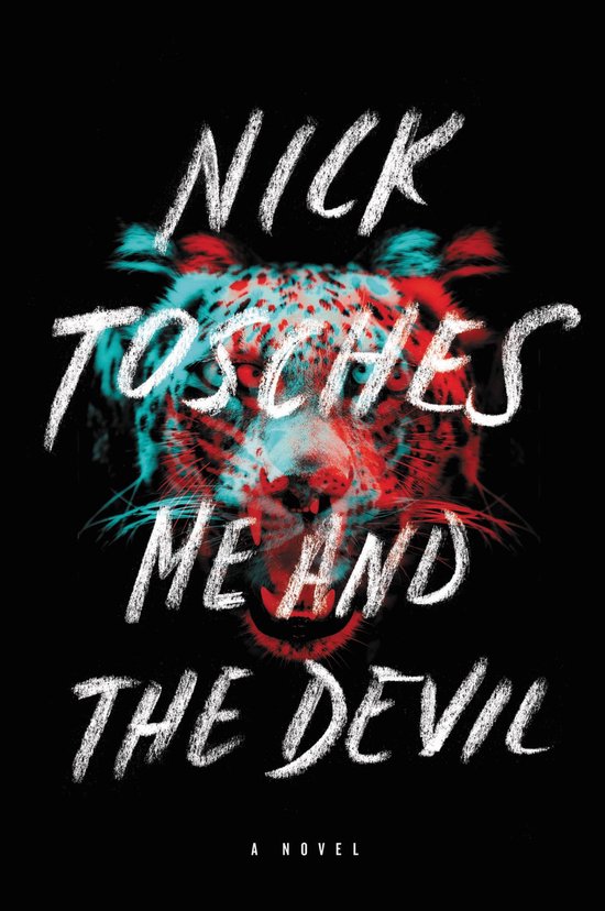 Boekcover met de titel 'Me and the Devil' van Nick Tosches, met een tijgerkop met rode en blauwe tinten.
