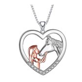 Zoëies paarden meisjes ketting - hart -liefde - horses - zilverkleurig