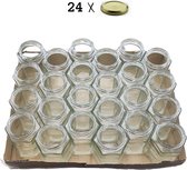 RANO - 24 stuks zeshoekige weckpot glas 288ml met sluiting - weckpotjes / opbergpotten / inmaakpot / glazen pot met deksel / glazen potten / glazen potjes met deksel
