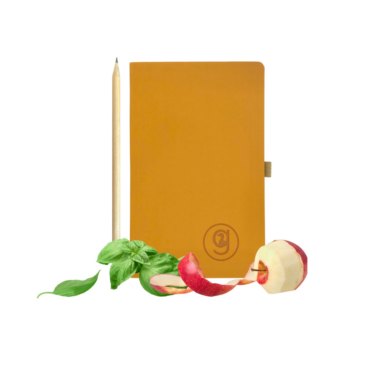 green-goose® Appeel Notitieboekje met Basilicum Bloeipotlood | Oranje | Gemaakt van Appelschillen