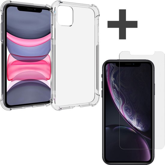 imoshion Shockproof Hoesje Inclusief Screenprotector Gehard Glas Geschikt voor iPhone 11 - Transparant