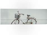 WallClassics - PVC Schuimplaat- Fiets geparkeerd bij Grijze Muur - 60x20 cm Foto op PVC Schuimplaat