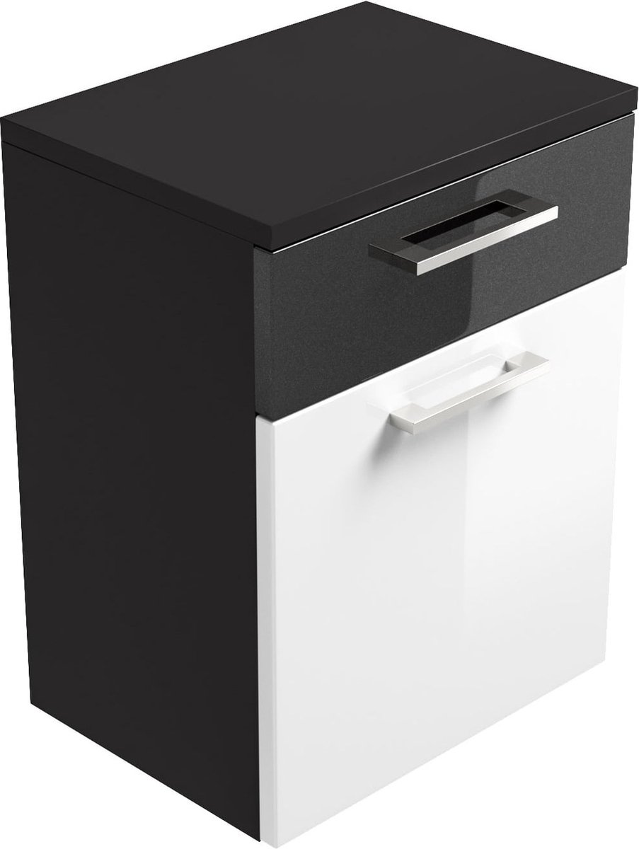 Lage badkamerkast Ilse Antraciet - Wit - Breedte 40 cm - Hoogte 53 cm - Diepte 30 cm