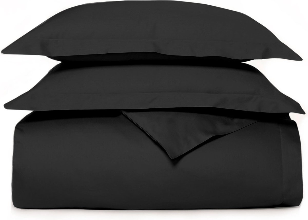 Bed Couture - Satijn Dekbedovertrek set- 135x200 + 2 kussenslopen 50x70 - 100% katoen satijn, ultra zacht en luxe - Zwart