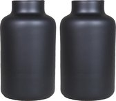 Floran Bloemenvaas Milan - 2x - mat zwart glas - D15 x H25 cm - melkbus vaas