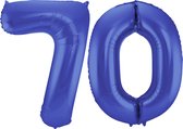 Folat Folie ballonnen - 70 jaar cijfer - blauw - 86 cm - leeftijd feestartikelen