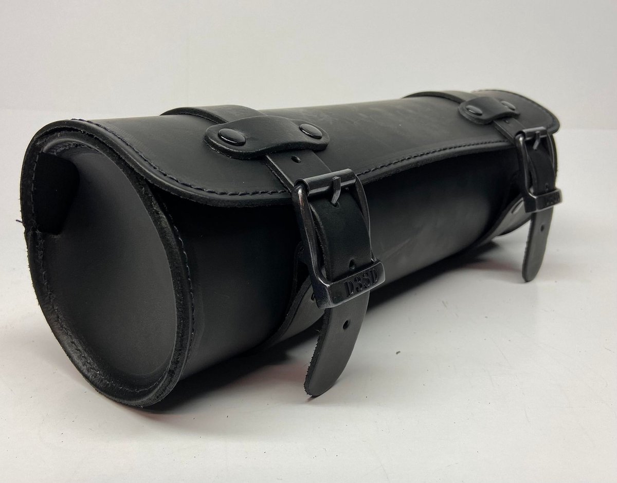 Dries Design D3SD - Roltas - Toolrol - Gereedschaps rol - Tool rol - Harley - Yamaha - Honda - Suzuki - Kawasaki - Leder - Rolletje – zwart – 33 x 10 cm