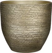 Mica Decorations - Plantenpot/bloempot - terracotta - goud/wit flakes relief- D35/H32 cm