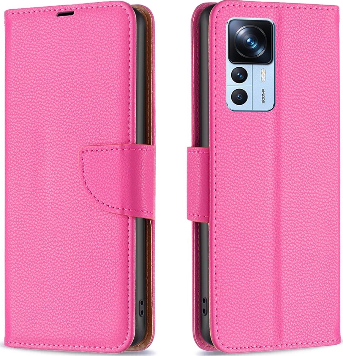 Mobigear Telefoonhoesje geschikt voor Xiaomi 12T Pro Hoesje | Mobigear Wallet Bookcase Portemonnee | Pasjeshouder voor 2 Pasjes | Telefoonhoesje voor Pinpas / OV Kaart / Rijbewijs - Magenta
