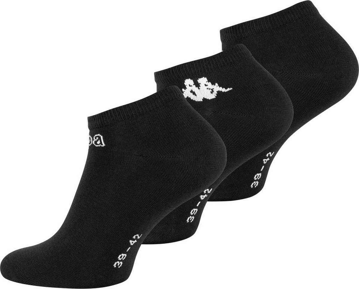Kappa Enkelsokken Sneakersokken Korte sokken 3 Pack Zwart