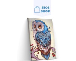 SEOS Shop ® Diamond Painting Volwassenen - Diamond Painting Kinderen - Diamond Painting Pakket Volledig - Blauwe Uil - 30x40 cm