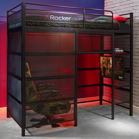 X Rocker Battle Den Gaming High Sleeper Bed avec support TV - Noir | bol