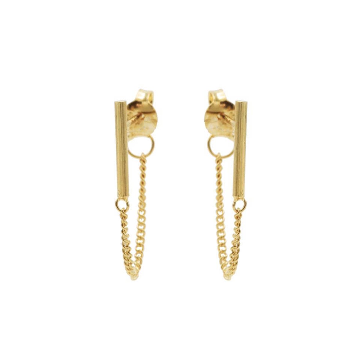 Karma Oorbellen Chain Round Tubes Goud