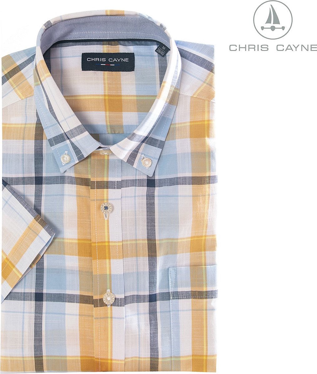 Chris Cayne Overhemd Blauw/oranje Maat XL