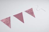 Vlaggenlijn van stof | Blocky Mauve - 5 meter / 18 vlaggetjes - Roze (gestippelde) driehoek vlaggetjes - Verjaardag slinger / Babykamer decoratie - Stoffen slingers handgemaakt & duurzaam